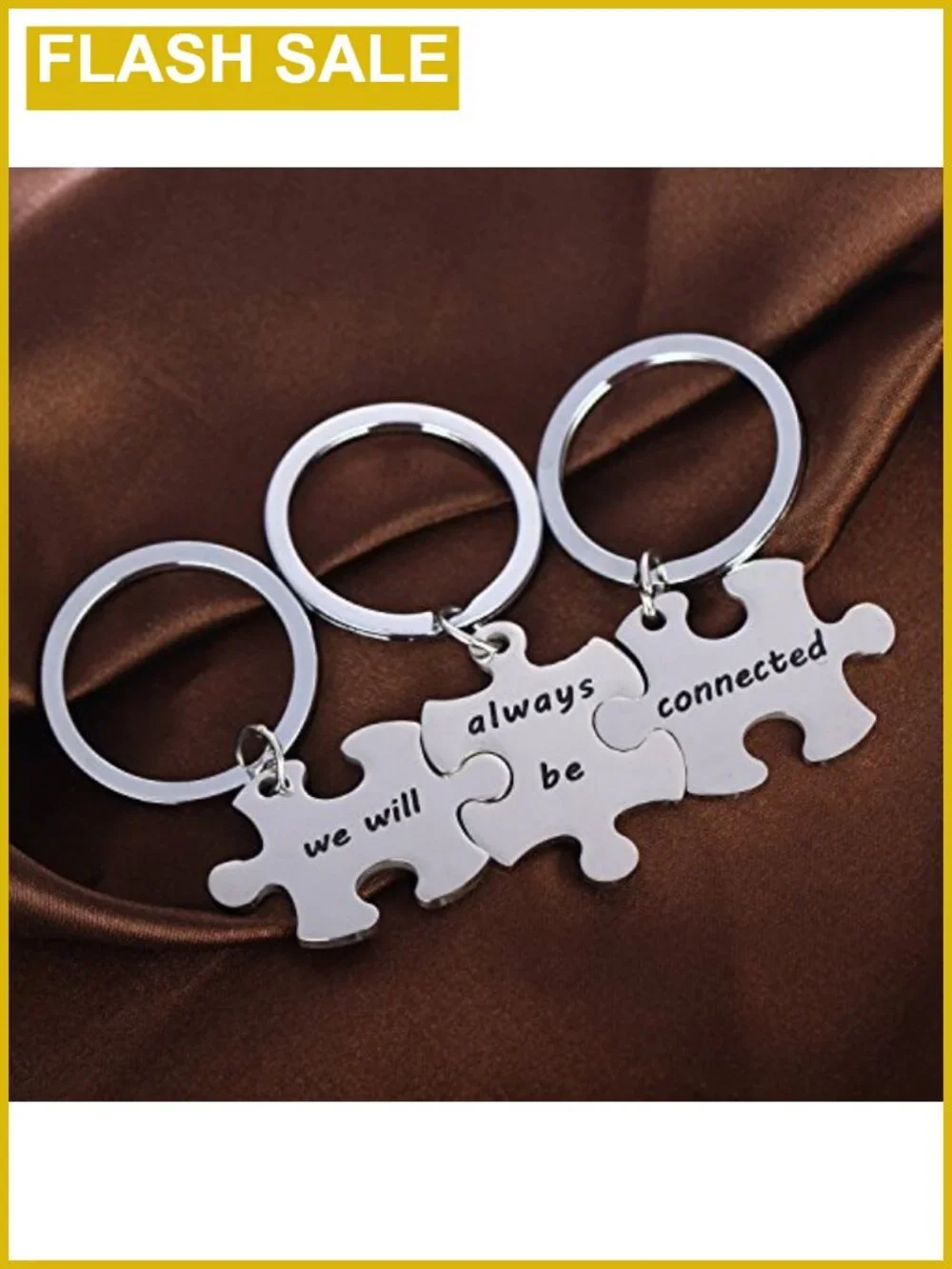 BFF Keychains Set Stainless Steel Puzzle Matching Friendship Jewelry Gift for 3
